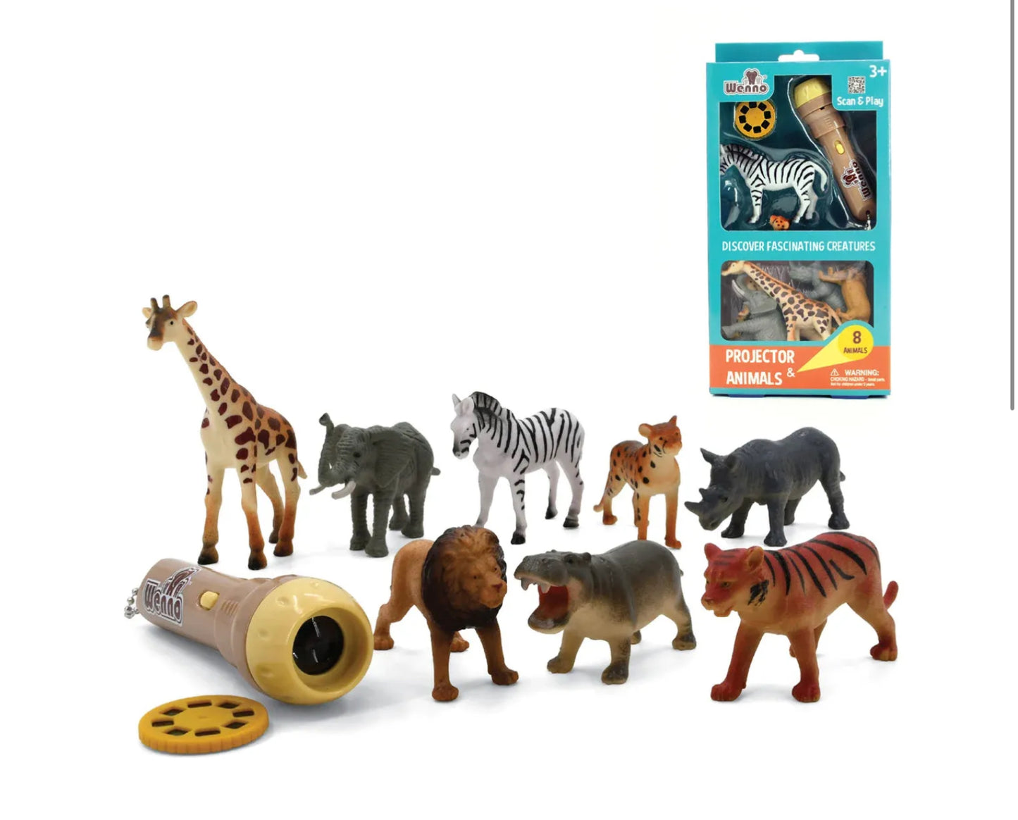 Wild Animals & Torch Projector 8pc