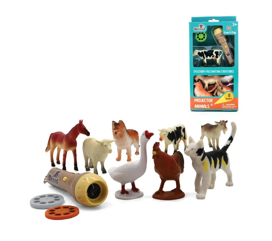 Farm Animals & Torch Projector 8pc