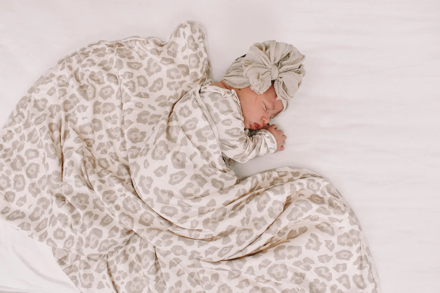 Natural Leopard Plush Swaddle