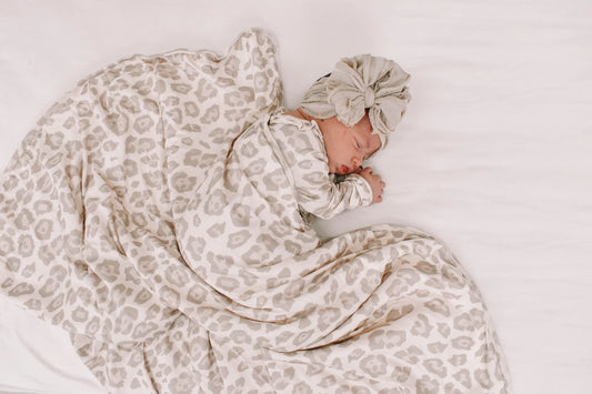 Natural Leopard Plush Swaddle