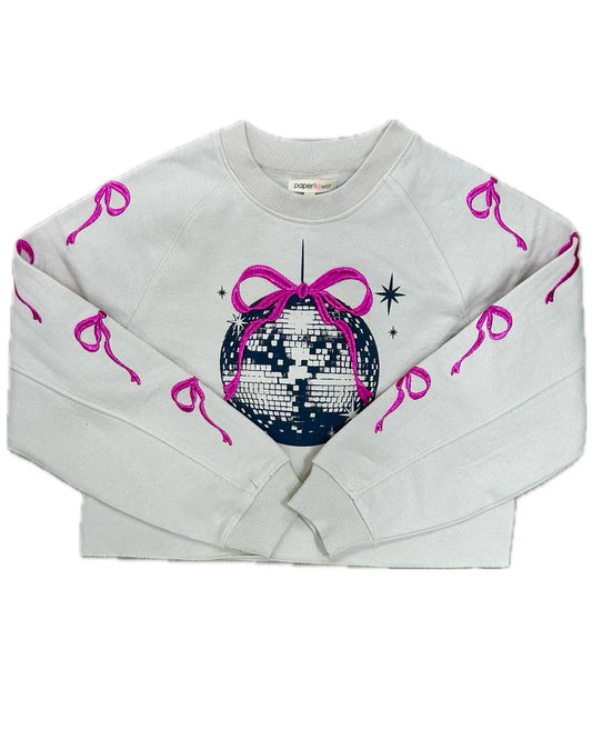 Embroidered Bows & Disco Ball Tween Sweatshirt