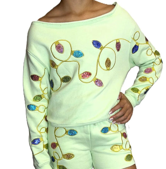 Sequins Christmas Lights Sweatshirt