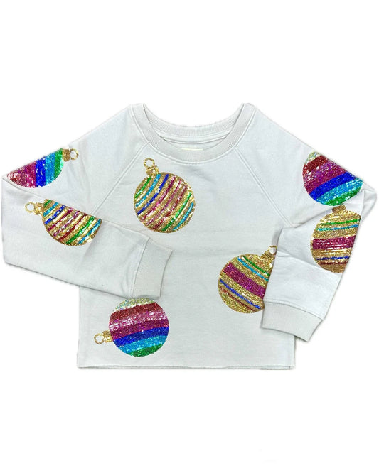 All Over Sequin Ornament Sweatshirt - Pastel Parchment