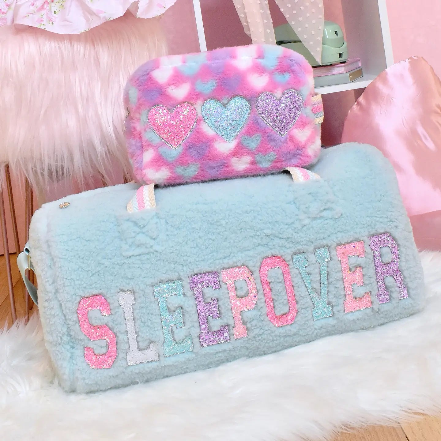 Sleepover' Sherpa Barrel Duffle Bag
