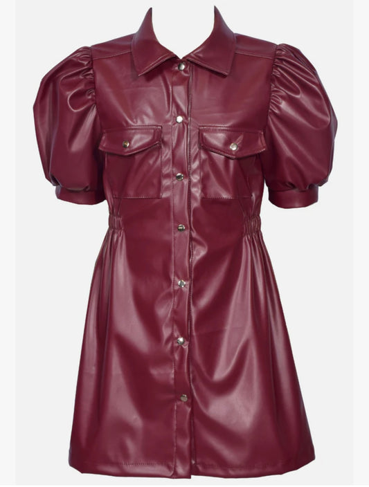JEMMA LEATHER SHIRT DRESS