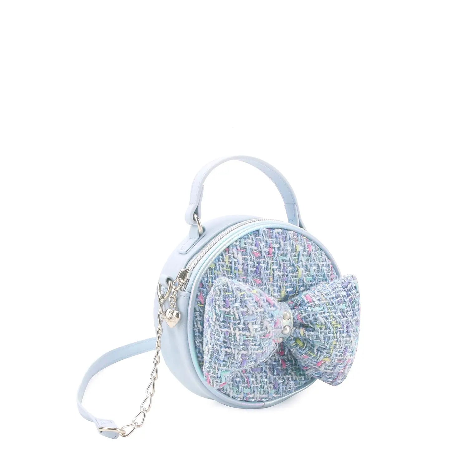 Blue Tweed Bow Crossbody Bag