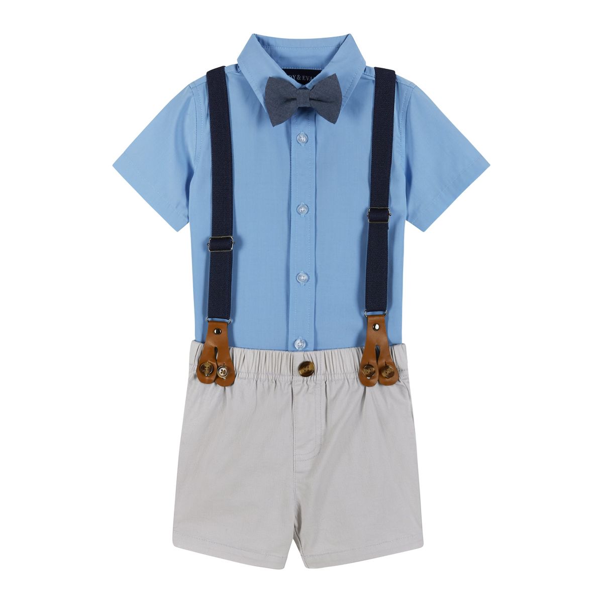 Blue Button Up + Suspender Set