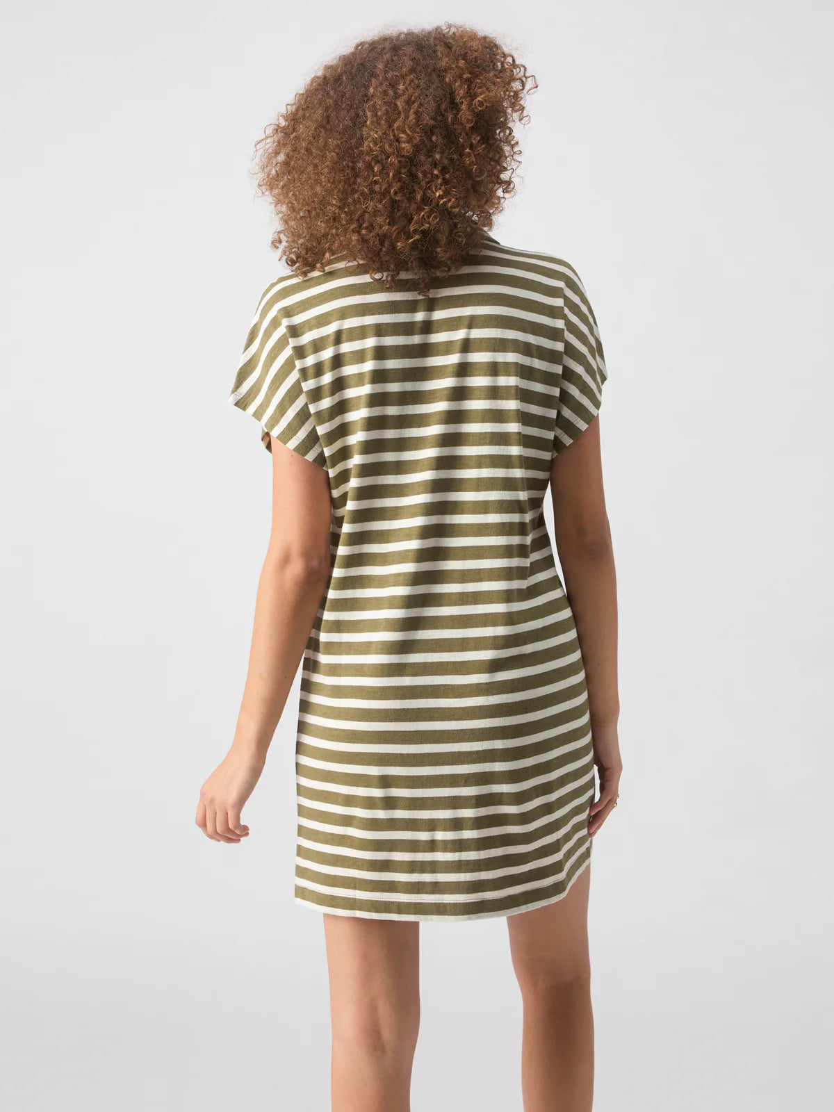 Johnny Collar T-Shirt Dress Olive Stripe