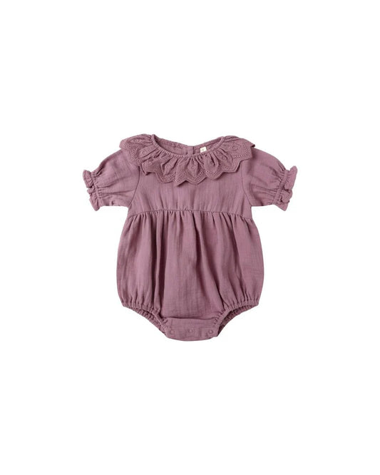 Collared Romper - Mulberry