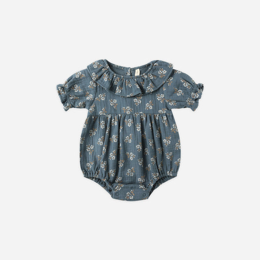 Collared Romper | Blue Floral