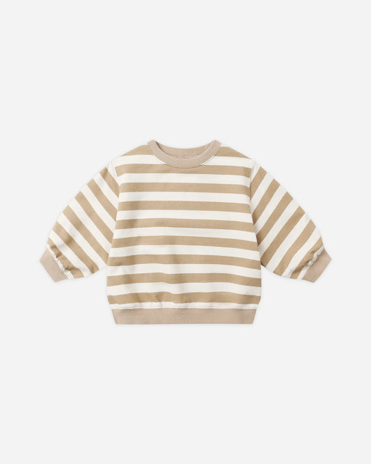 Oversized Crew Sweatshirt Gold Stripe