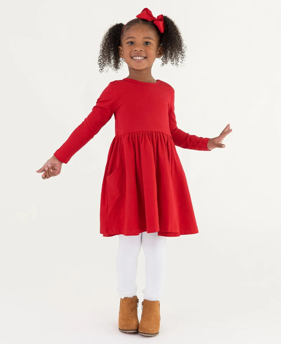 Red Knit Twirl Dress