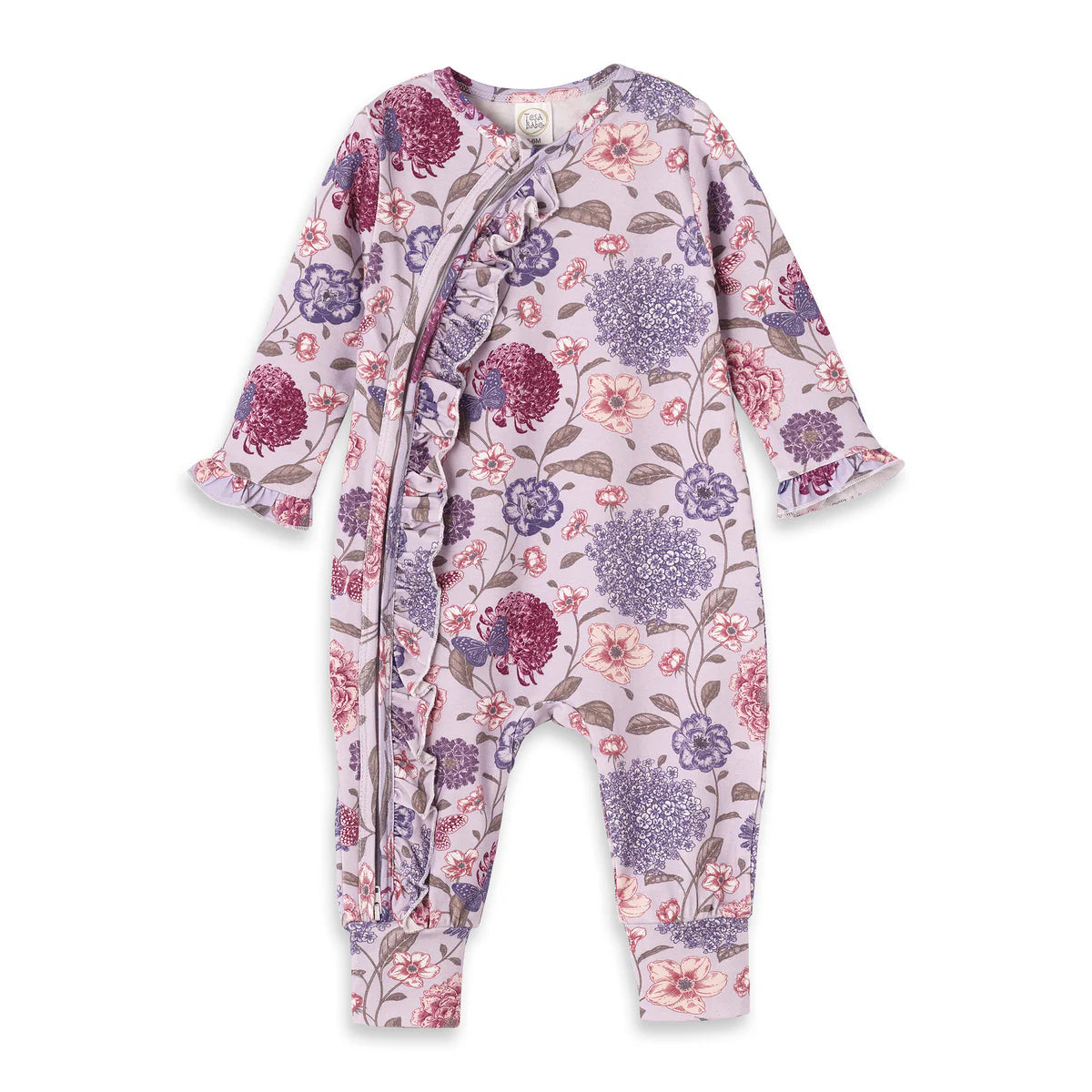 Vintage Floral Ruffle Zipper Romper