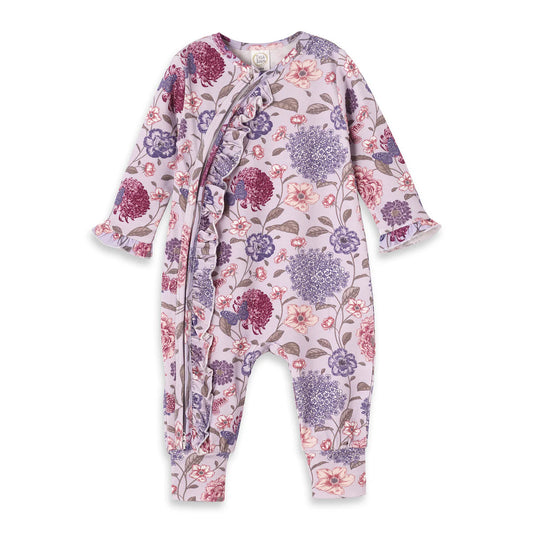 Vintage Floral Ruffle Zipper Romper