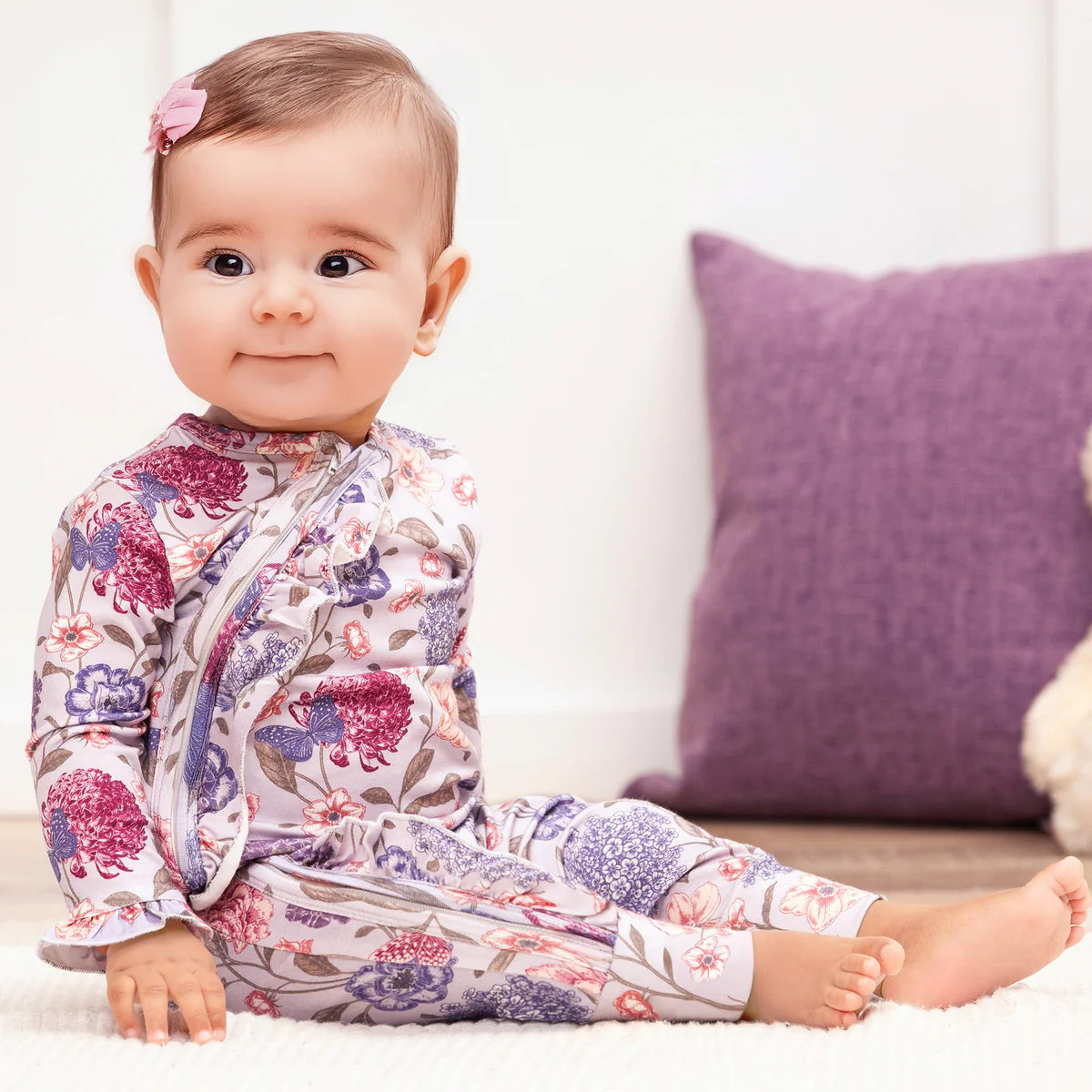Vintage Floral Ruffle Zipper Romper