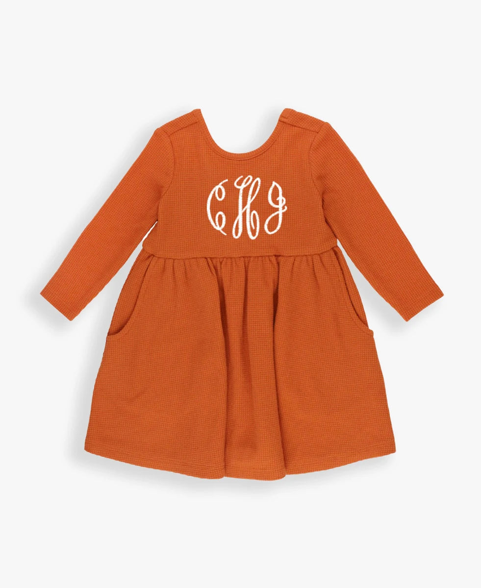 Rust Waffle Twirl Dress