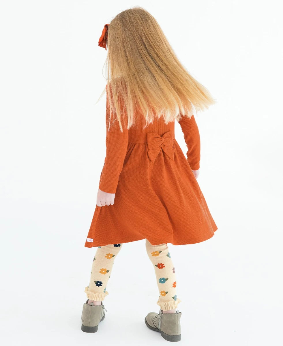 Rust Waffle Twirl Dress