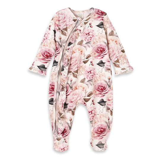 Garden Bouquet Ruffle Zipper Romper