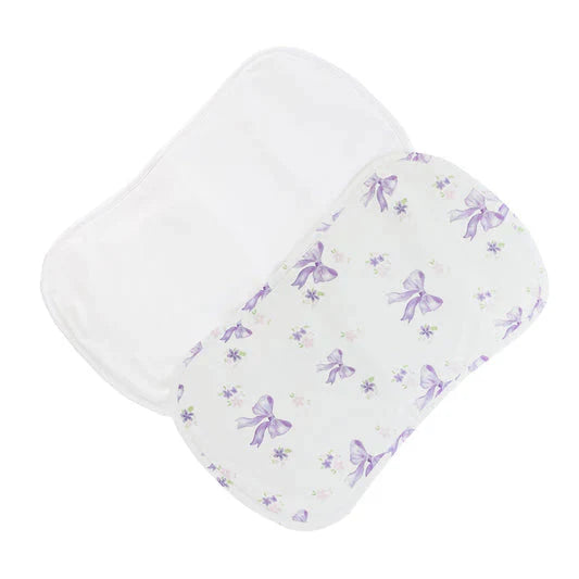 Lavender Bows Printed Burp Cloth Set