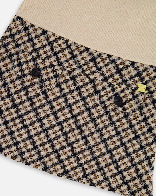 Bi-Material Mock Neck Dress