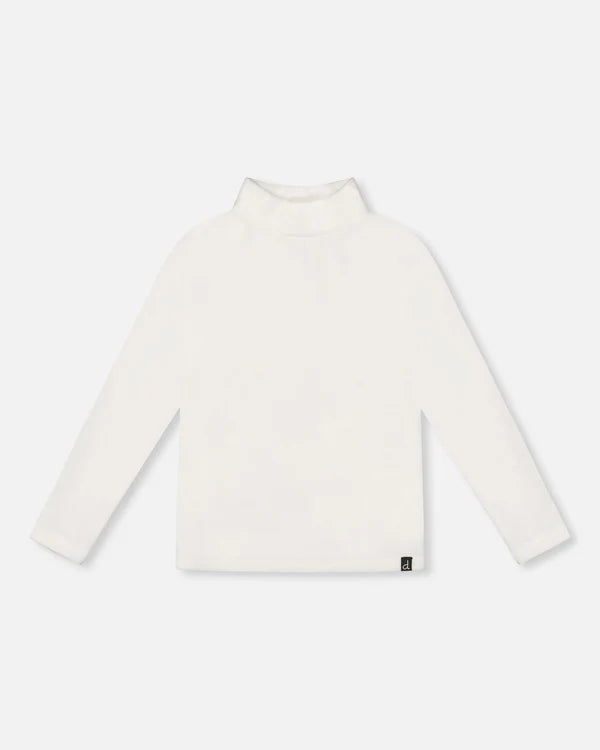 White Ribbed Mock Neck Top