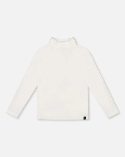 White Ribbed Mock Neck Top