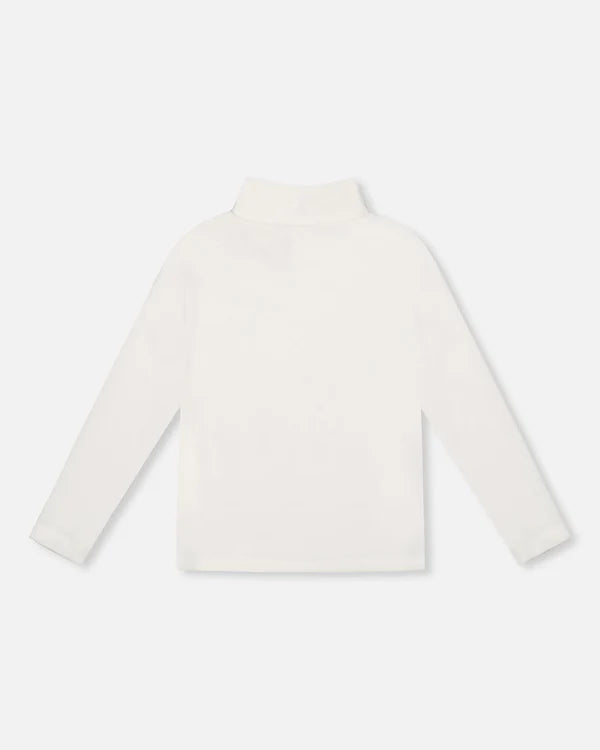 White Ribbed Mock Neck Top