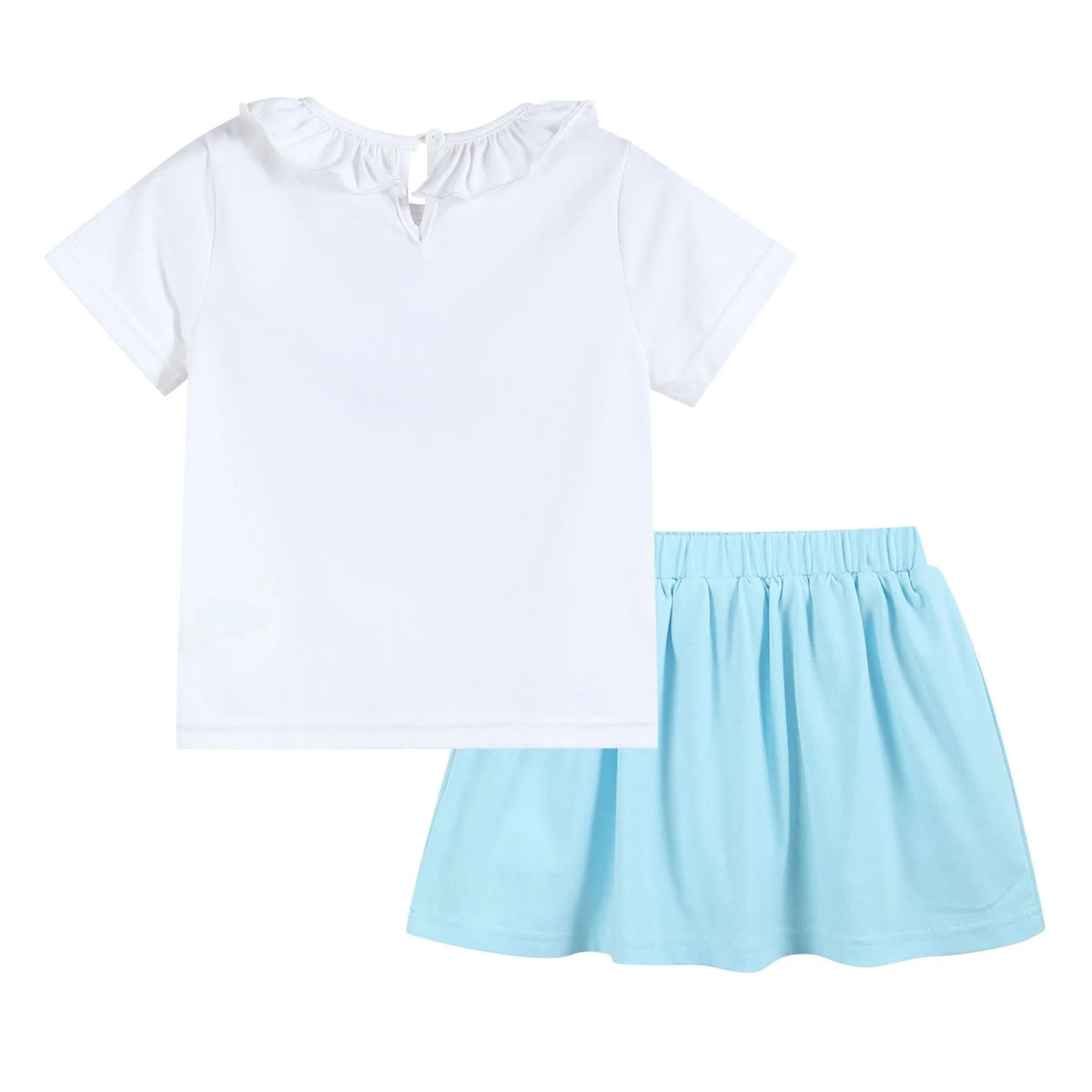 White School Ruffle Top & Skirt Set