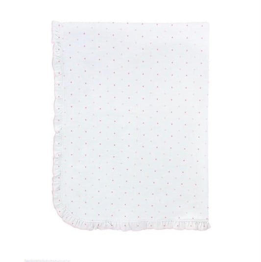 Pink Dots Ruffled Blanket