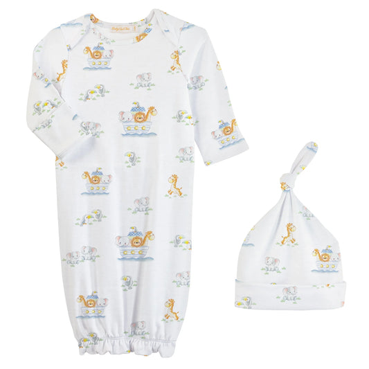 Noah's Ark Printed Gown and Hat Set