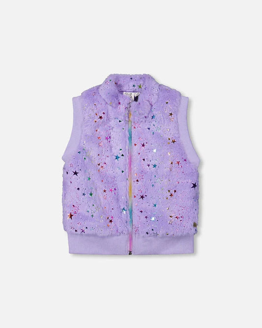 Lavender Faux Fur Zipped Vest