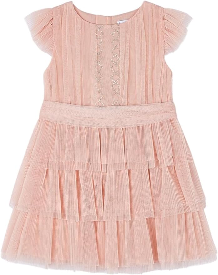 Nude Pleated Tulle Dress