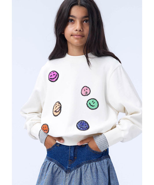 Marge Emoji Sequin Buttercream Sweatshirt