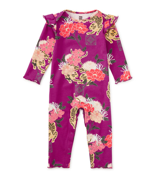 Tiger & Peony Ruffle Shoulder Baby Romper