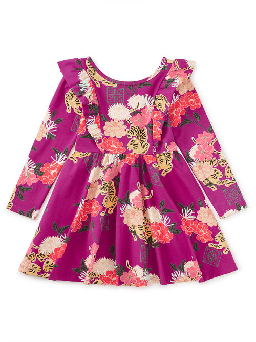 Tiger & Peony Ruffle Shoulder Ballet Dress