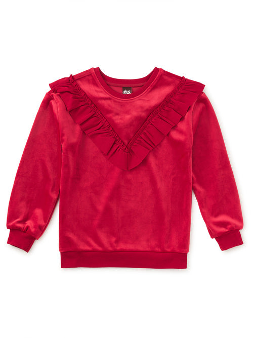 Red Wagon Velour Ruffle Tunic Top