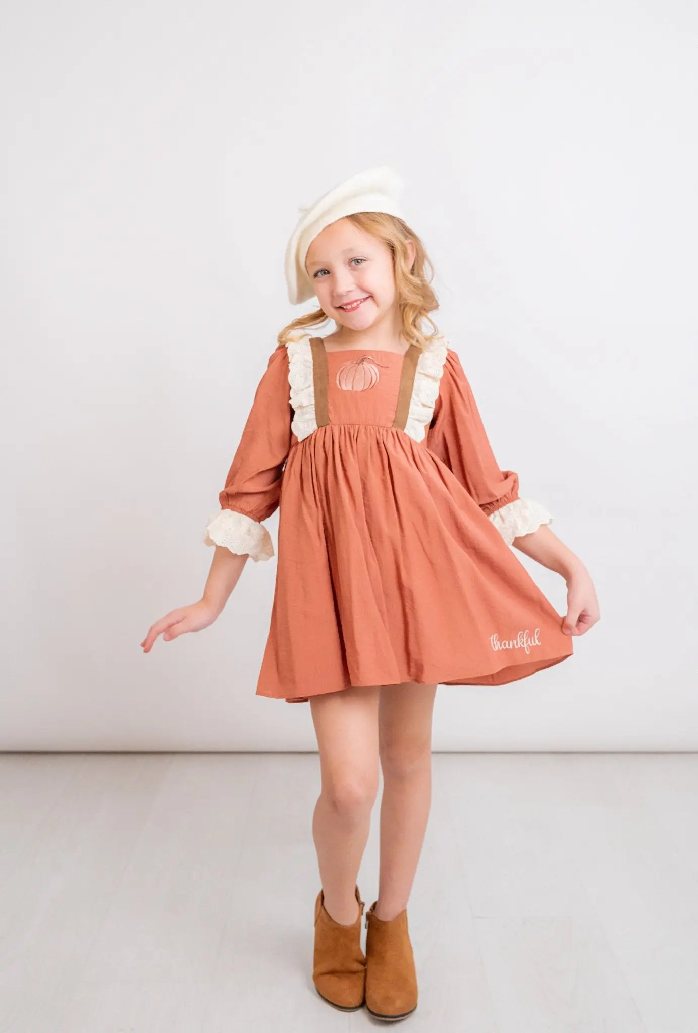 Pumpkin Patch Rust Embroidered Dress