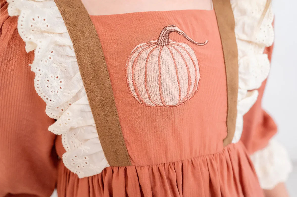 Pumpkin Patch Rust Embroidered Dress