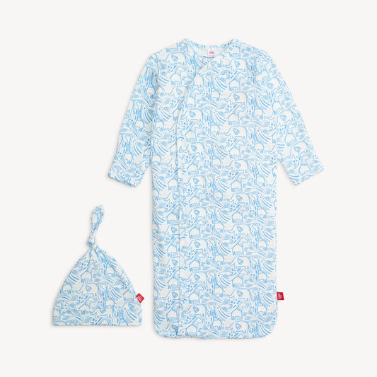 Blue Herds Of A Feather Gown Set