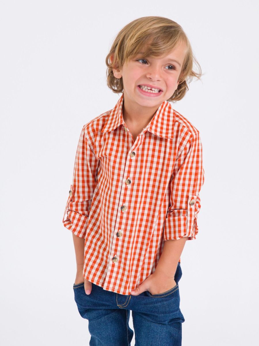 Classic Rust Gingham Button Down Shirt