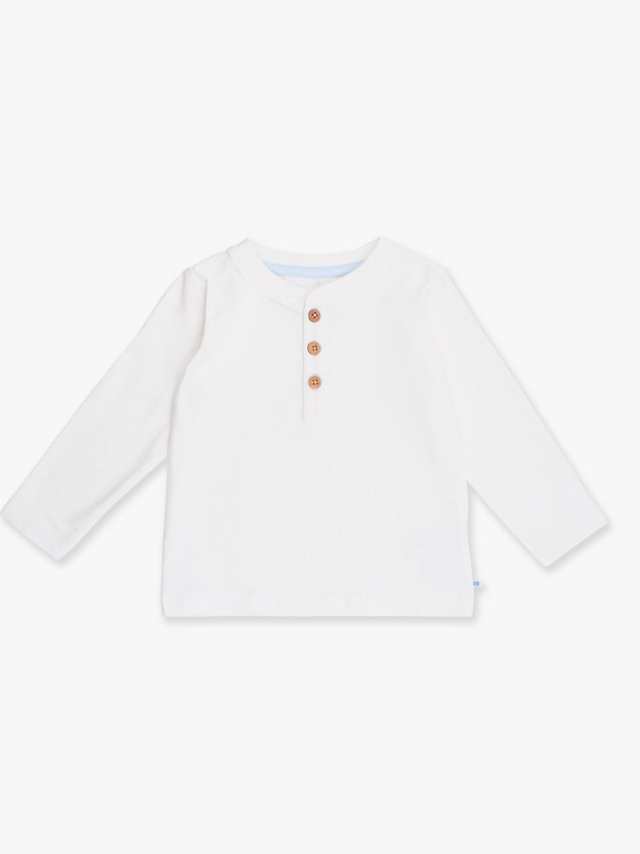 White Knit Henley Tee