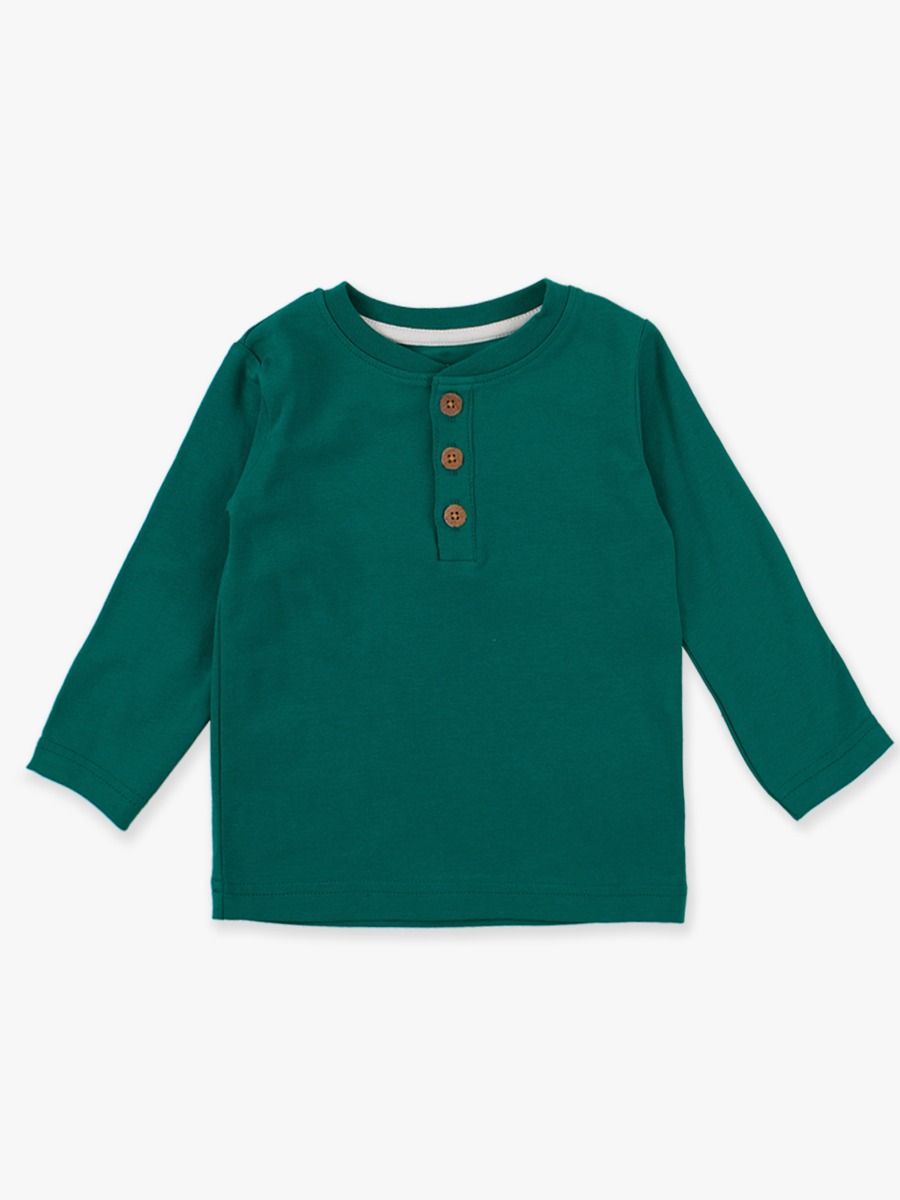 Emerald Green Knit Henley Tee