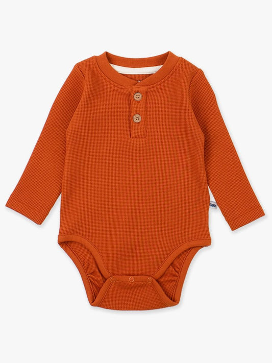 Rust Waffle Knit Henley Bodysuit