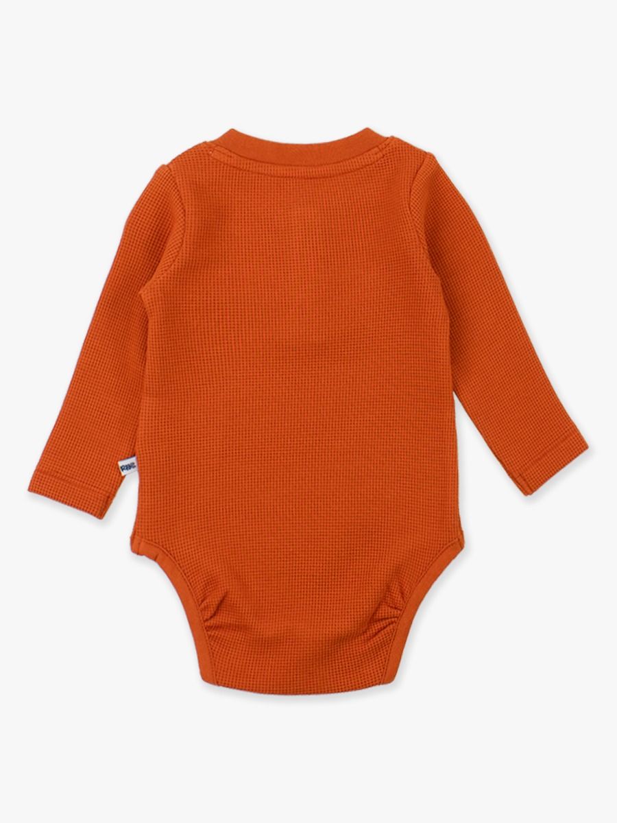 Rust Waffle Knit Henley Bodysuit