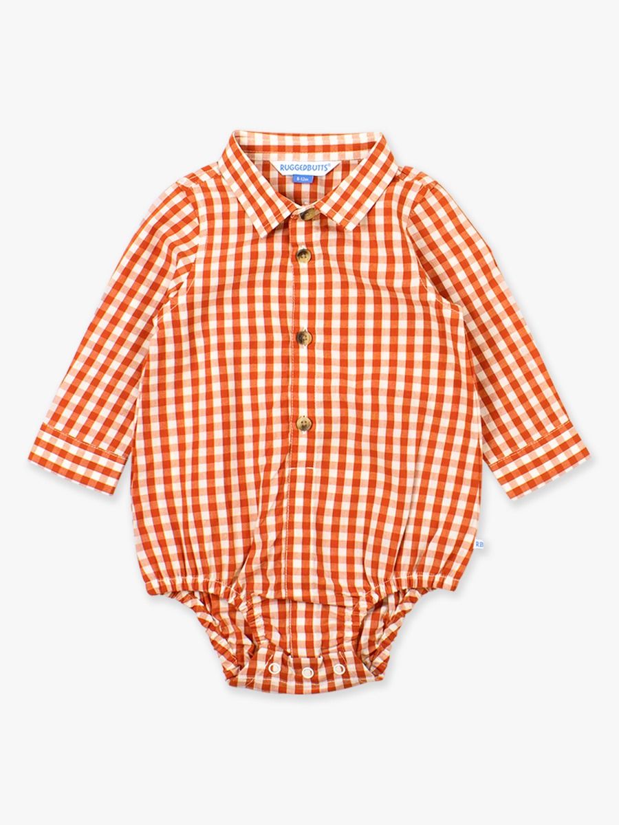 Classic Rust Gingham Button Down Bodysuit