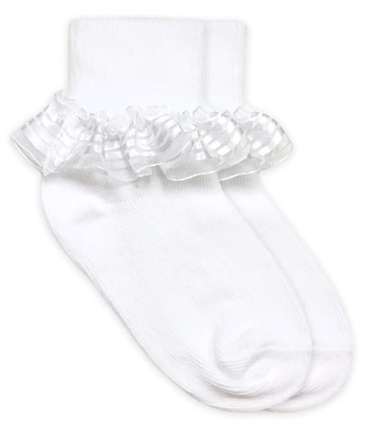 White Stripe Lace Socks