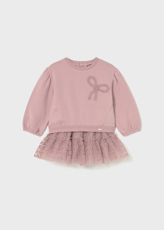 Mauve Bow Sweatshirt & Skirt Set