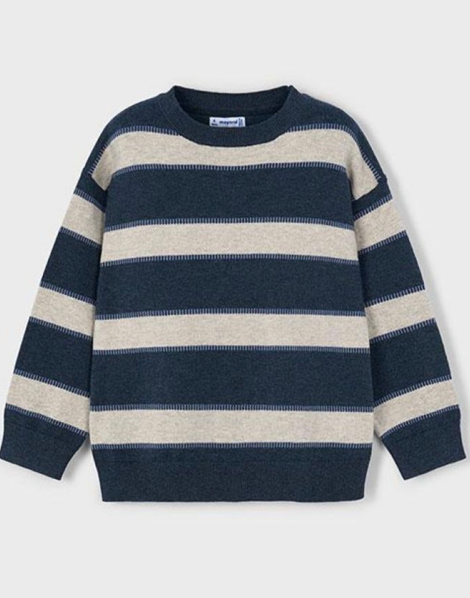 Navy & Cream Knit Striped Sweater