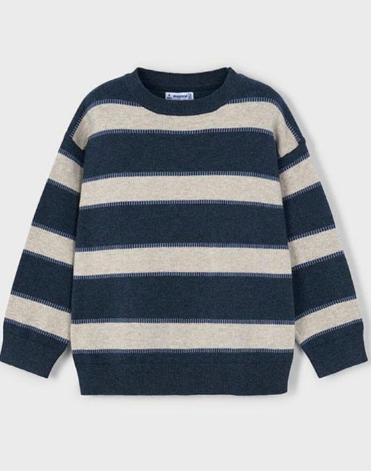 Navy & Cream Knit Striped Sweater