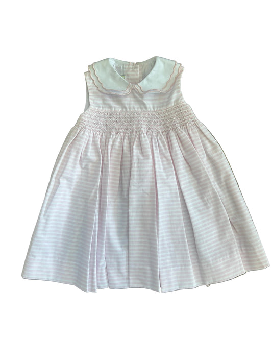 Pink Pinstripe Double Collar Dress